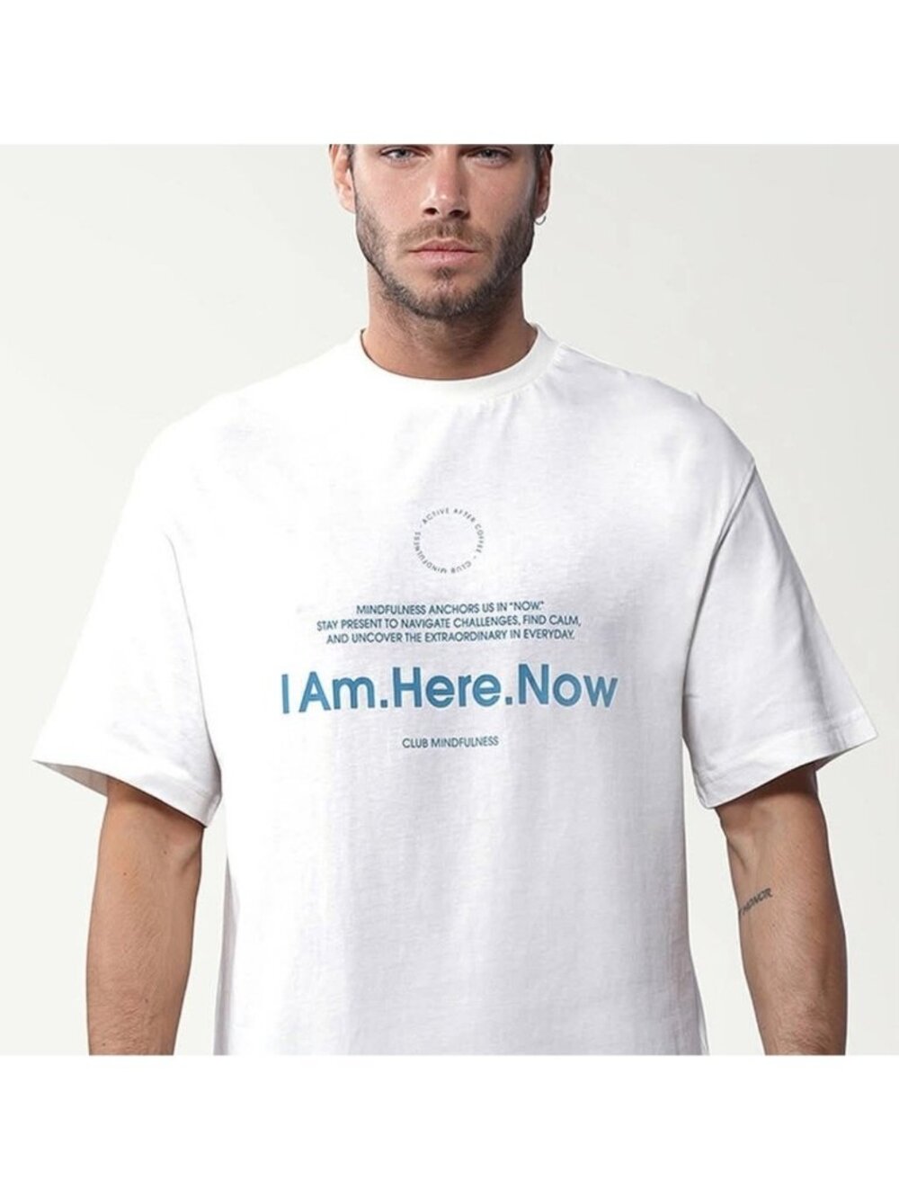 NEW‎ Active After Coffee - L  I'M HERE NOW Mindful Crew T-Shirt Unisex White